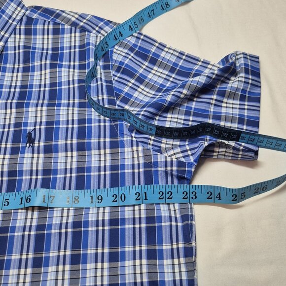 Polo Ralph Lauren Men's Shirt Size M Short Sleeve Plaid Dk Blue Performance (60) - Picture 10 of 13